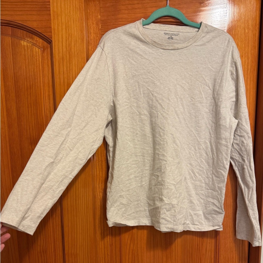 Amazon Essentials Cream Long Sleeve TShirt Size L